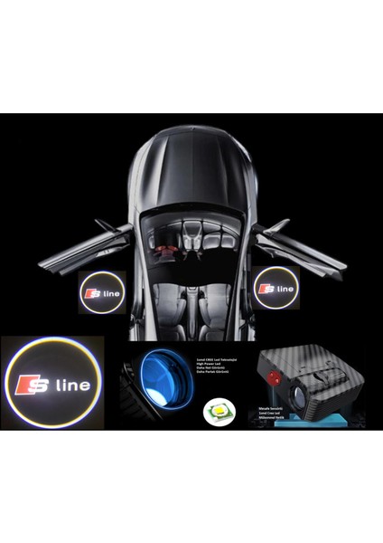 Audi S Line ile Uyumlu Kapı Altı Logo Pilli Karanlık ve Mesafe Sensörlü