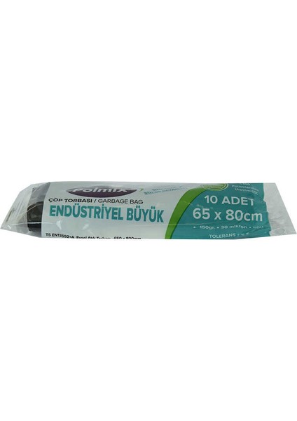 Çöp Torbası Büyük Boy 65x80cm 150gr 30 Mikron 50lt Siyah Rulo 10 Adet