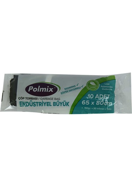 Çöp Torbası Büyük Boy 65x80cm 150gr 30 Mikron 50lt Siyah Rulo 10 Adet