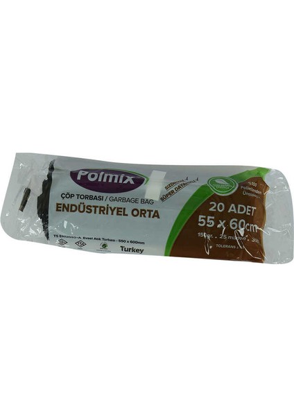 Çöp Torbası Orta Boy 55x60cm 150gr 25 Mikron 30lt Siyah Rulo 20 Adet