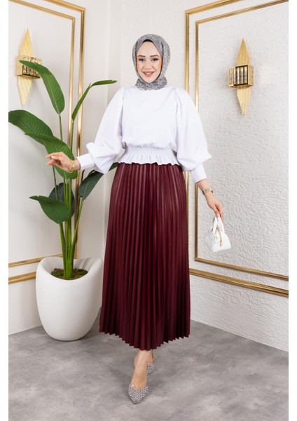 Pliseli Tesettür ETEK-2034 Bordo fiyatları