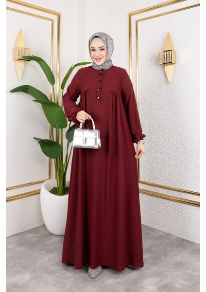 Robalı Tesettür ELBISE-5023 Bordo