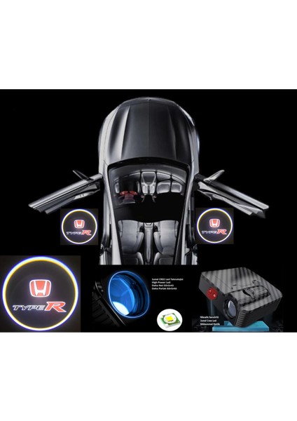Honda TypeR ile Uyumlu Kapı Altı Logo Pilli Karanlık ve Mesafe Sensörlü