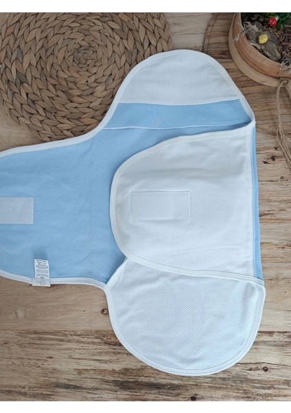 Miraylife Yenidoğan Mutlu Fil Ailesi Nakışlı Çıt Çıt Kapamalı Bebek Kundak