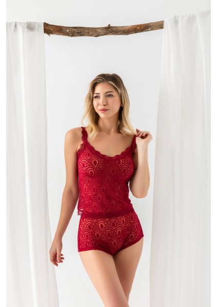 Miraxx Devore Transparan Atlet, Boxer Takım Bordo (MGP31833)