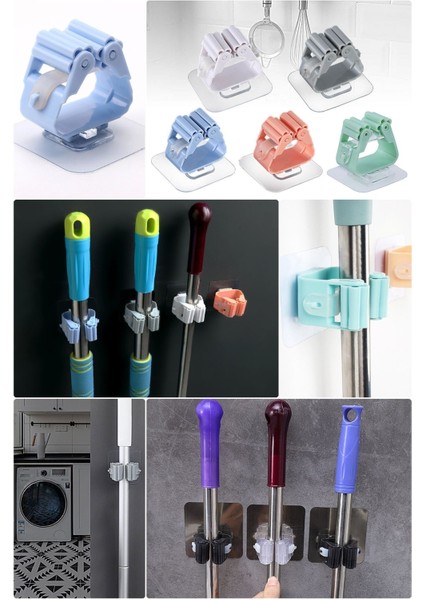 Duvara monte dayanıklı plastik mop ve paspas tutucu, pratik saklama çözümü
