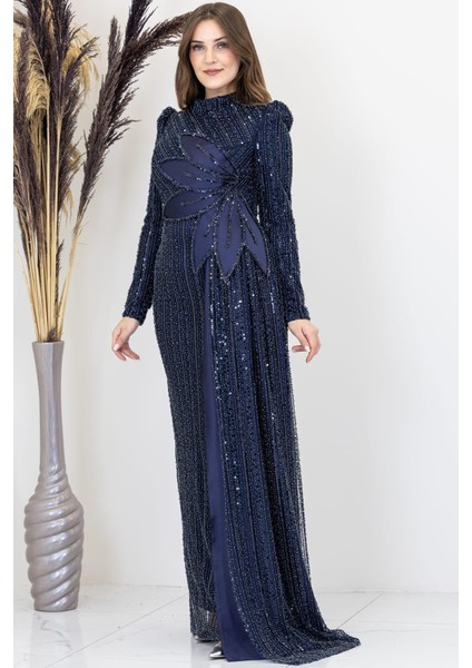 Bergüzar Tesettür Abiye Lacivert