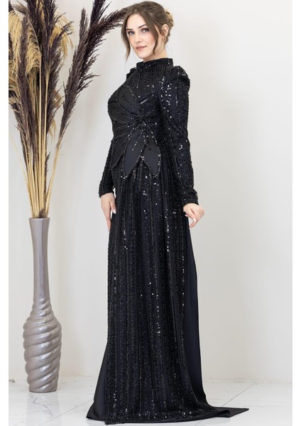 Bergüzar Tesettür Abiye Siyah