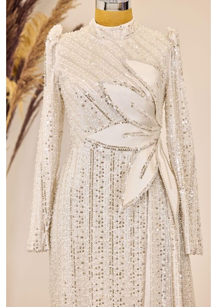 Bergüzar Tesettür Abiye Krem fiyatları