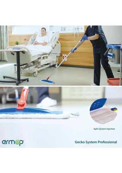 Gecko Profesyonel Sistem Yedek Gecko Süper Mikro Mop 60 cm Yüzey Temizliği Mop Yıkama