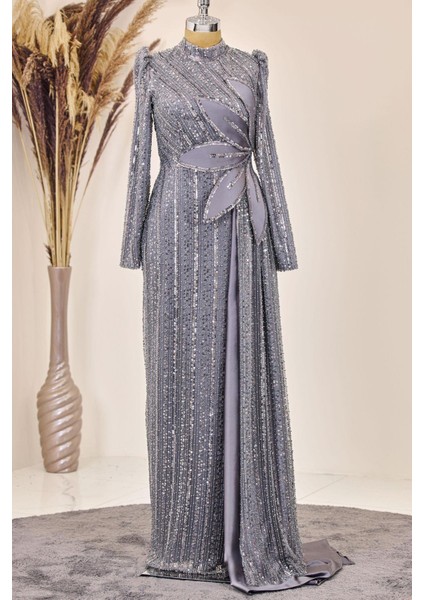 Bergüzar Tesettür Abiye Gri