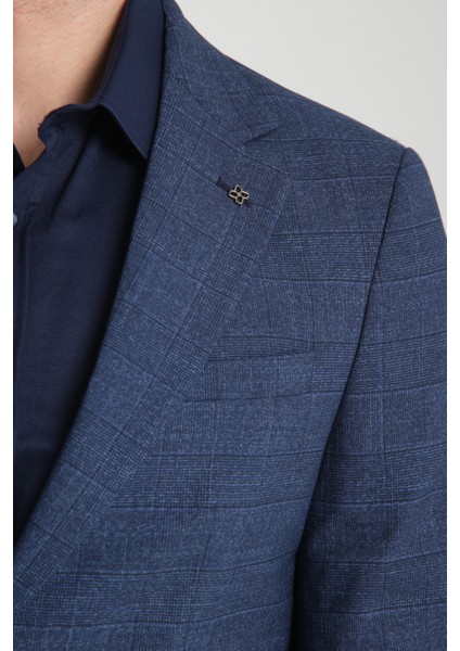 Loreo Erkek Lacivert Poliviskon Kumaş Yarım Astarlı Mono Yaka Slim Fit Blazer Ceket modelleri