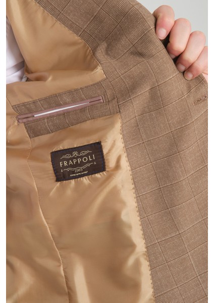Loreo Erkek Camel Poliviskon Kumaş Yarım Astarlı Mono Yaka Slim Fit Blazer Ceket fiyatları