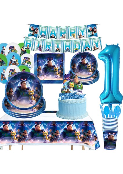 1 Adet Balon Disney Buzz Lightyear Tema Çocuk Doğum Günü Tabakları Bardak Peçeteler Tek Kullanımlık Sofra Malzemeleri Bebek Erkek Doğum Günü Partisi Dekorasyon (Yurt Dışından)