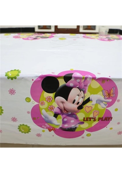 10 Adet Plaka 180*108 cm 1 Adet Minnie Mouse Tema Masa Örtüsü Çocuklar Için Mutlu Doğum Günü Partisi Dekorasyon Masa Örtüsü Olay Parti Malzemeleri (Yurt Dışından) fırsatları