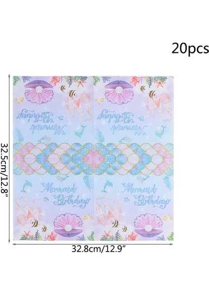 B08-20PCS Denizkızı Parti Tek Kullanımlık Sofra Renkli Kabuk Plaka Bardak Deniz Altında Parti Bebek Duş Küçük Denizkızı Doğum Günü Partisi Decora (Yurt Dışından)