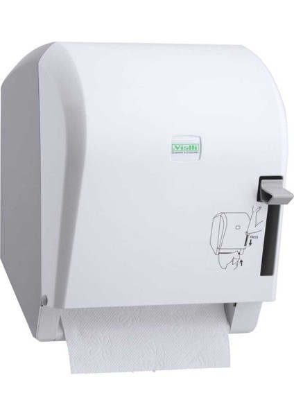 K 8 Levercut Rulo Kağıt Havlu Dispenseri Beyaz, pratik ve şık ofis ve mutfak kullanımı için