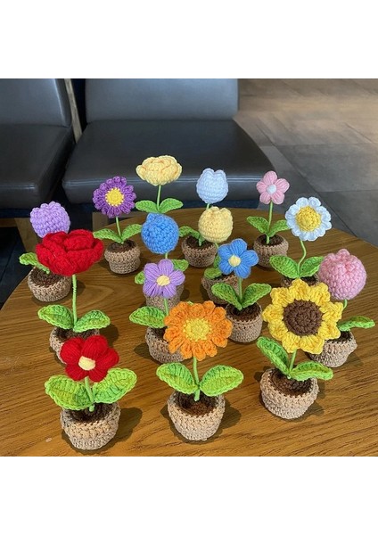 Resim Gösterisi Olarak S8 Tığ Işi Çiçek El Örgüsü Ayçiçeği Lale Tığ Işi Çiçekler El Dokuması Çiçek Masaüstü Süsleme Araba Ev Dekorasyon Öğretmenler Günü Hediyeleri Flores (Yurt Dışından) modelleri