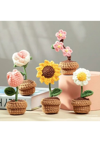 Resim Gösterisi Olarak S8 Tığ Işi Çiçek El Örgüsü Ayçiçeği Lale Tığ Işi Çiçekler El Dokuması Çiçek Masaüstü Süsleme Araba Ev Dekorasyon Öğretmenler Günü Hediyeleri Flores (Yurt Dışından) fırsatları