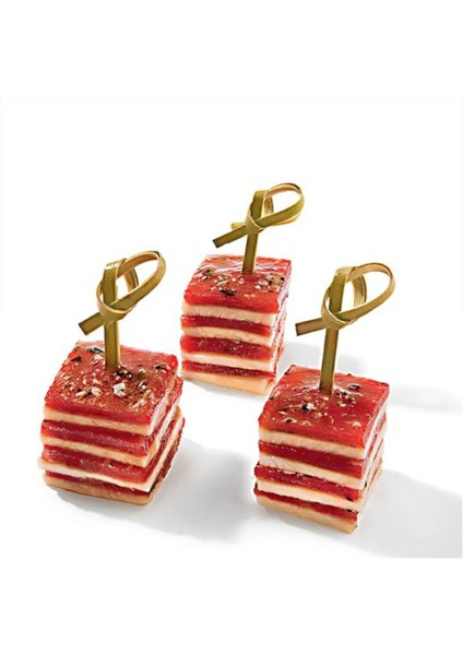 Style3-Red 100 Adet Uygun Tek Kullanımlık Bambu Çatal Parti Büfe Meyve Çubukları Tatlılar Kokteyl Dekorasyon Düğün Parti Malzemeleri 12 cm (Yurt Dışından)