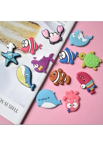 12 Adet Buzdolabı Mıknatısı Çocuk Erkek Kız Doğum Günü Deniz Yaşamı Deniz Hayvan Parti Malzemeleri Sofra Hediye Giftbag Parti Favor Dövme Etiket Alkış Daire (Yurt Dışından)