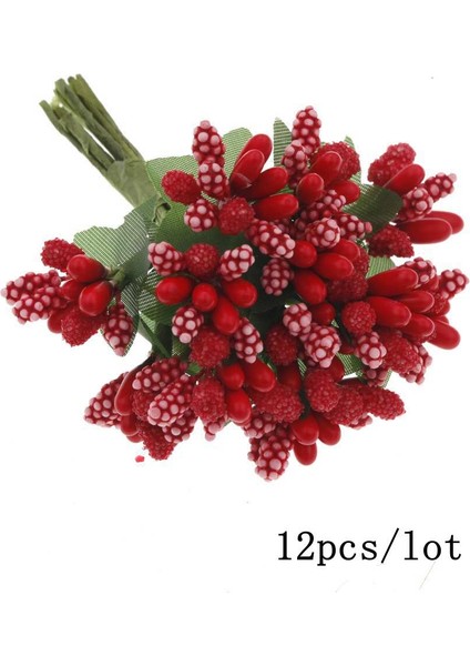 24 5/6/8/10/12/50/70/90 Adet Mini Kırmızı Yapay Çiçekler Ercik Meyveleri Paketi Dıy Noel Düğün Pastası Hediye Kutusu Çelenkler Dekorasyon (Yurt Dışından)