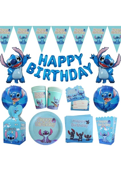 Number-9 Disney Lilo ve Stitch Doğum Günü Süslemeleri Kağıt Sofra Bardak Tabaklar Banner Masa Örtüsü Balon Çocuk Çocuk Yetişkin Parti Malzemeleri (Yurt Dışından)