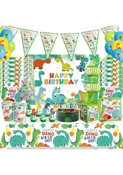 Banner-1set Karikatür Dinozor Doğum Günü Partisi Çocuklar Orman Dinozor Şekeri Çıkartmalar Balon Erkek Doğum Günü Parti Bardağı Plaka Bebek Duş Malzemeleri (Yurt Dışından) fiyatları