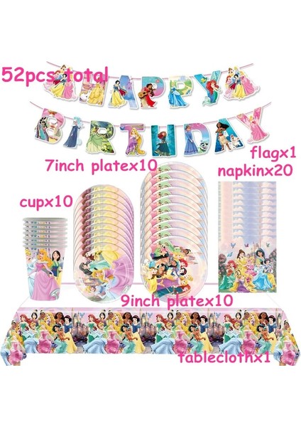 INVITATIONCARD-10PCS Disney Prenses Kar Beyaz Doğum Günü Partisi Süslemeleri Malzemeleri Tek Kullanımlık Sofra Setleri Kız Parti Bardak Plakaları Yağma Çanta Dekor (Yurt Dışından) fırsatları