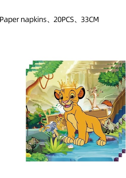 Darbe Out-6 Adet Aslan Kral Simba Parti Malzemeleri Kağıt Bardaklar Tabaklar Peçeteler Masa Örtüsü Afiş Dahil Çocuk Boys Doğum Günü Dekorasyon Bebek Duş (Yurt Dışından)