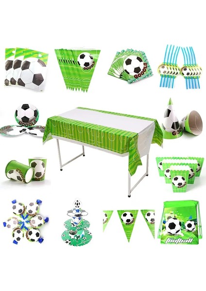 Saman 10 Adet Futbol Tema Yeşil Tek Kullanımlık Sofra Tabaklar Peçeteler Doğum Günü Çocuklar Iyilik Karikatür Hediye Çantası Bebek Duş Parti Malzemeleri Dekor (Yurt Dışından) fırsatları