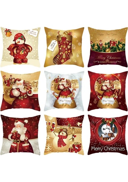 Stil 11 Noel Noel Altın Yastık Kılıfı Dekorasyon Noel Baba Minder Örtüsü Noel Dekorasyon Ev Için 2023 Kardan Adam Noel Navidad 2024 (Yurt Dışından)