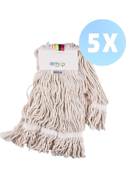 Yüzey Temizliği Islak Mop Set 5 Yedekli 5 Adet Islak Mop Paspas 500 gr Aparat ve Alüminyum Boru Sap