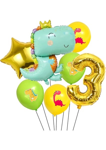 Sayı-3 Karikatür Dinozor Doğum Günü Partisi Çocuklar Orman Dinozor Şekeri Çıkartmalar Balon Erkek Doğum Günü Parti Bardağı Plaka Bebek Duş Malzemeleri (Yurt Dışından)