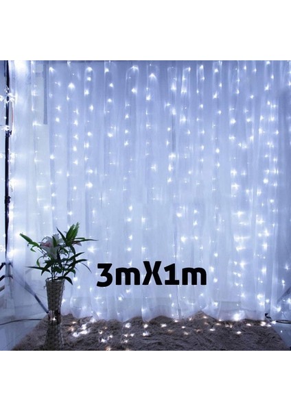 3M x 1M Beyaz 3m Noel Süs LED Peri Dize Perde Işıkları Çelenk Festoon Noel Dekor Ev Yeni Yıl 2023 Noel 2022 Navidad Için (Yurt Dışından)