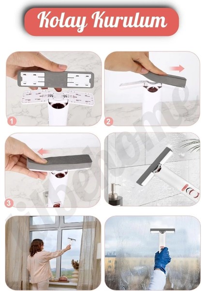 Taşınabilir Mini Mop Paspası Temizlik Süngeri Pencere Cam Zemin Silme + 6 Yedek Mop fiyatları
