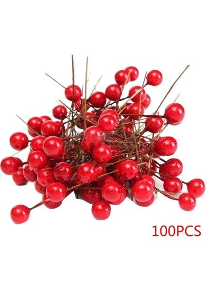 100PCS SICAK!100/200/300 Adet Yapay Köpük Canlı Kırmızı Holly Karpuzu Ev Garland Noel Dekorasyon Çiçek Buketi Meyve Berry (Yurt Dışından)