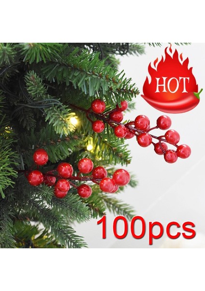 100PCS SICAK!100/200/300 Adet Yapay Köpük Canlı Kırmızı Holly Karpuzu Ev Garland Noel Dekorasyon Çiçek Buketi Meyve Berry (Yurt Dışından)