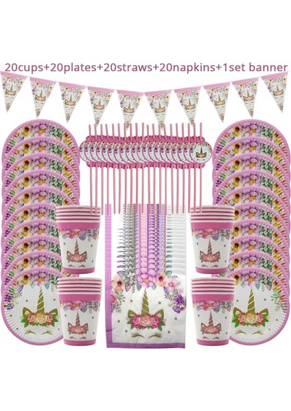 1 Takım Hbd Banner Weıgao Unicorn Dekorasyon Doğum Günü Partisi Dekor Çocuklar Unicorn Tek Kullanımlık Sofra Seti Bebek Duş Kız Doğum Günü Partisi Malzemeleri (Yurt Dışından)