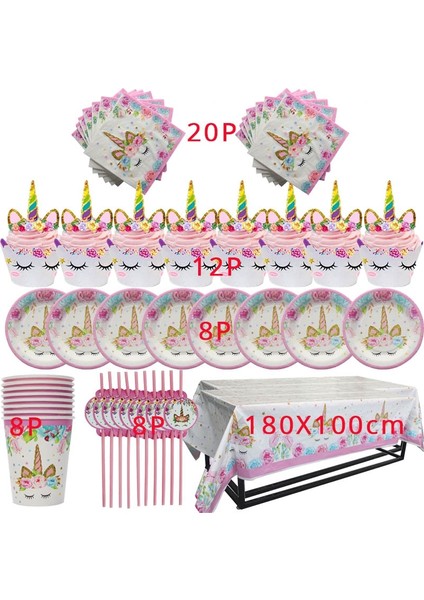 1 Takım Hbd Banner Weıgao Unicorn Dekorasyon Doğum Günü Partisi Dekor Çocuklar Unicorn Tek Kullanımlık Sofra Seti Bebek Duş Kız Doğum Günü Partisi Malzemeleri (Yurt Dışından)