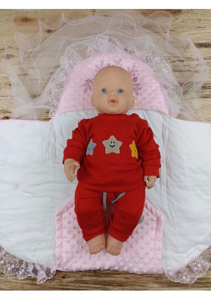 Miraylife Yenidoğan Topçikli Gül Bahçesi Tül Örtülü Kız Erkek Bebek Klasik Kundak Bebek Battaniyesi