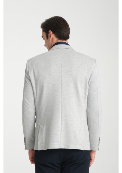 Marcio Erkek A.gri Pamuk Karışımlı Esneyen Kumaş Mono Yaka Slim Fit Spor Blazer Ceket modelleri
