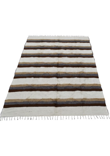 El Dokuma Yün Çizgili Çift Kişilik Tiftik Siirt Battaniyesi 0035 - Yeni - Çok Renkli fırsatları