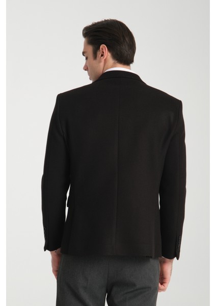 Grande Erkek Siyah Kaşe Kumaşlı Mono Yakaslim Fit Blazer Ceket fırsatları