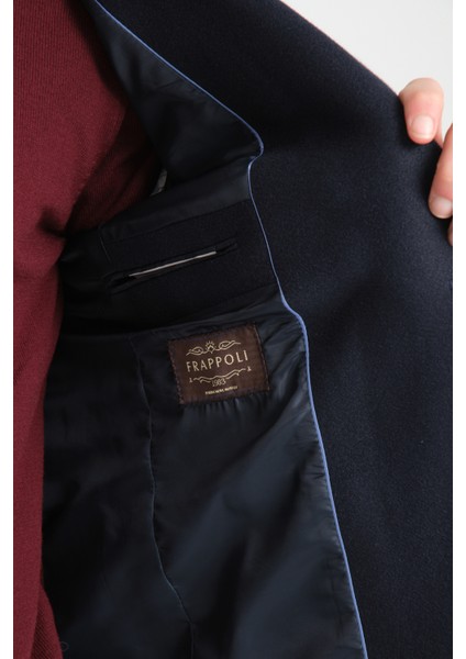 Grande Erkek Lacivert Kaşe Kumaşlı Mono Yakaslim Fit Blazer Ceket modelleri