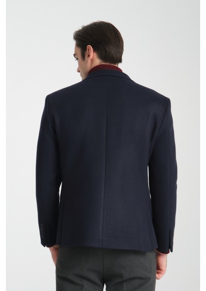 Grande Erkek Lacivert Kaşe Kumaşlı Mono Yakaslim Fit Blazer Ceket fırsatları