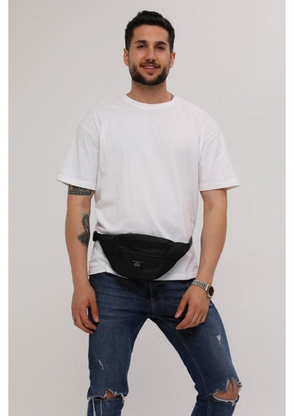 Şık Siyah 2 Bölmeli Unisex Omuz ve Bel Çantası, Günlük ve Casual Kullanım için modelleri