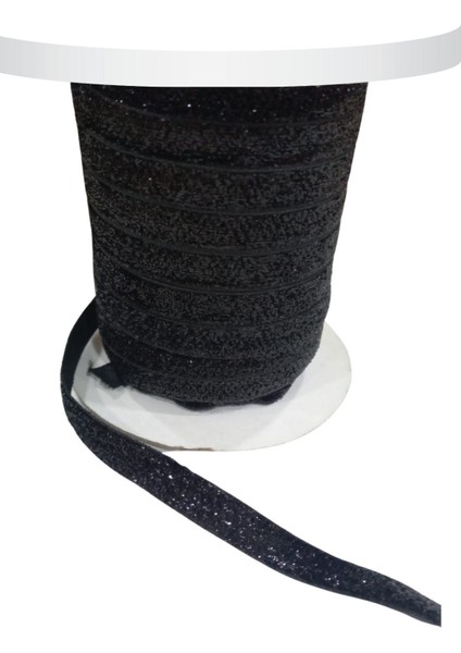 Kadife Kurdele Simli 1 cm Siyah 2 Metre