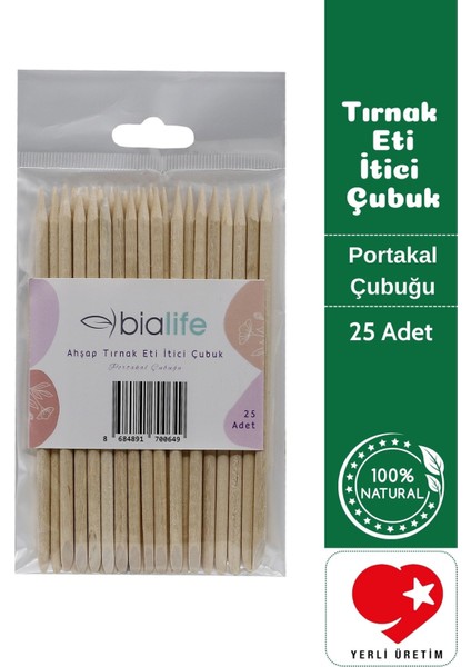 Tırnak Eti Itici Ahşap Portakal Çubuğu (25 Adet) - Bialife