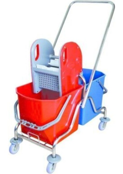 Metal çift kovalı temizlik arabası seti, pratik ve dayanıklı temizlik aracı